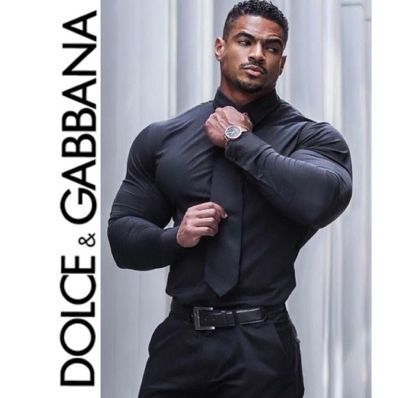 Dolce & Gabbana Stretch Black Long Sleeve Shirt 15.5 neck EU 39 Vintage Cotton